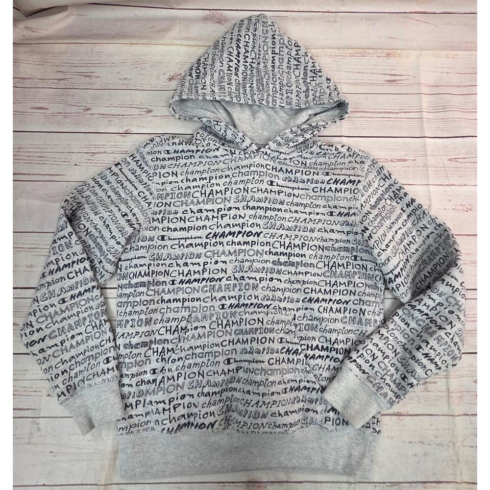 Champion Kids Gray Graphic Hoodie Pullover Medium